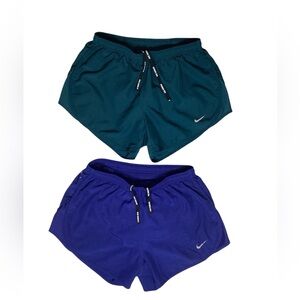 NIKE Women’s Dri-Fit Running Shorts Blue & Green Bundle Size XS
